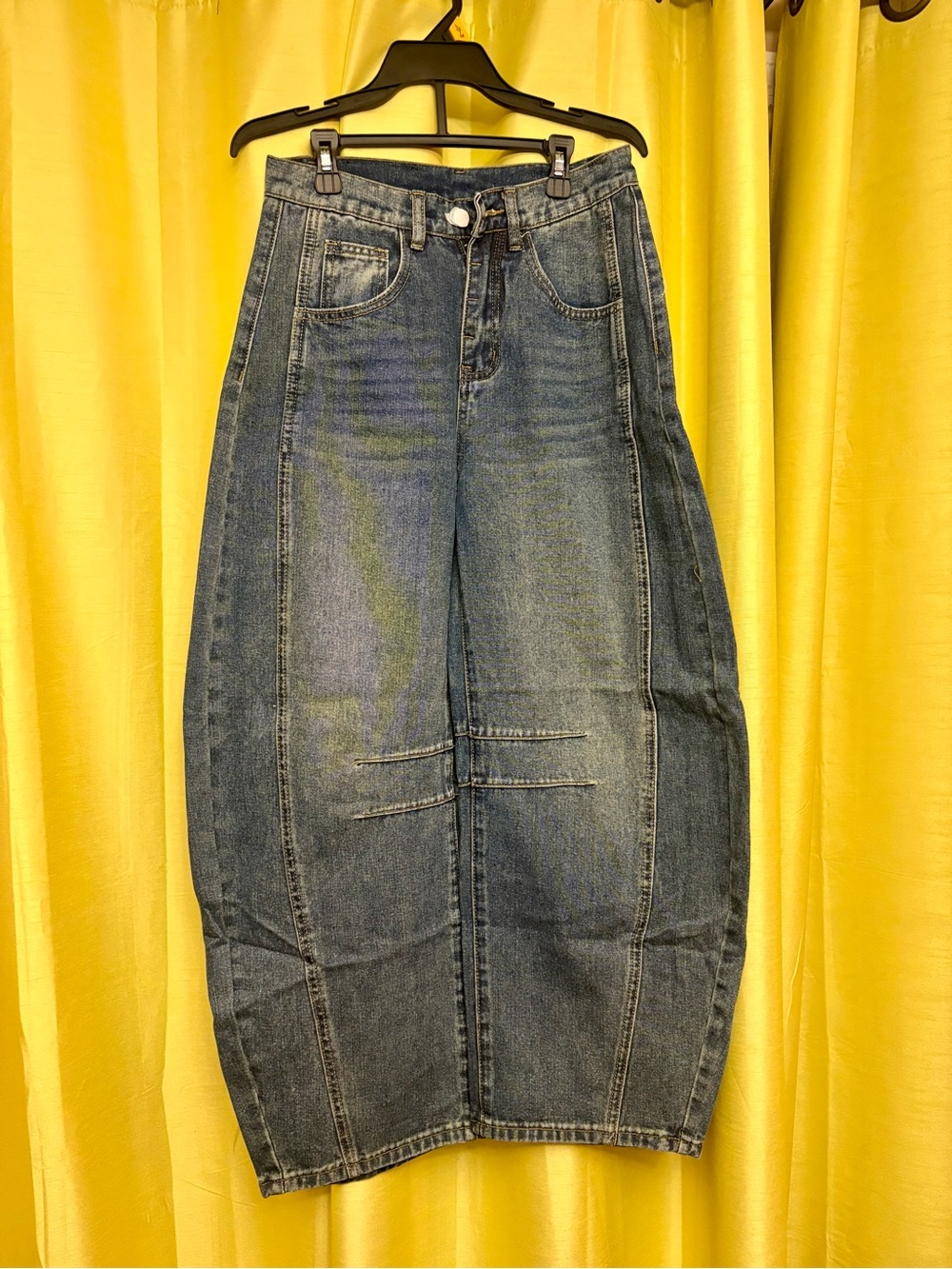High-Waist Wide-Leg Dark Blue Denim Jeans Skirt